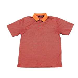 Greg Norman Polo Shirt Mens M  Spice Orange PlayDry Striped Golf Outdoor Rugby